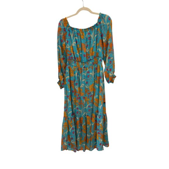 Sofia Vegara Floral Off the Shoulder Dress with Blouson Sleeves Women's Size L - Picture 7 of 9